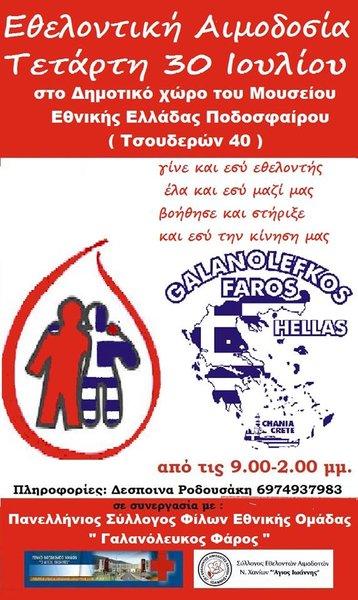 Σύλλογος Εθελοντών Αιμοδοτών Ν.Χανίων «Ο Άγιος Ιωάννης» Σύλλογος Εθελοντών Αιμοδοτών Ν.Χανίων «Ο Άγιος Ιωάννης»
