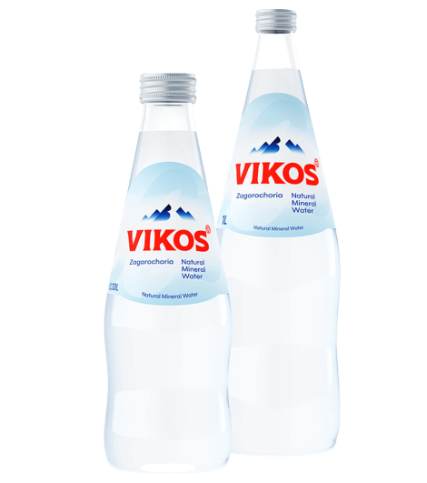 Natural mineral water in glass bottle